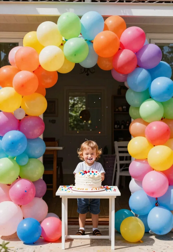 12 Cake Smash Background Ideas That Set Up in Under 10 Minutes - 1. Balloon Arch Extravaganza 1