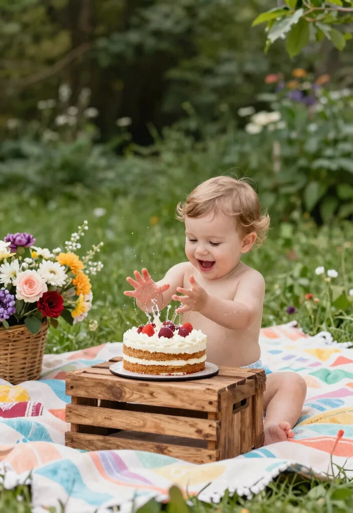 12 Cake Smash Background Ideas That Set Up in Under 10 Minutes - 5. Nature-Inspired Backdrop 1