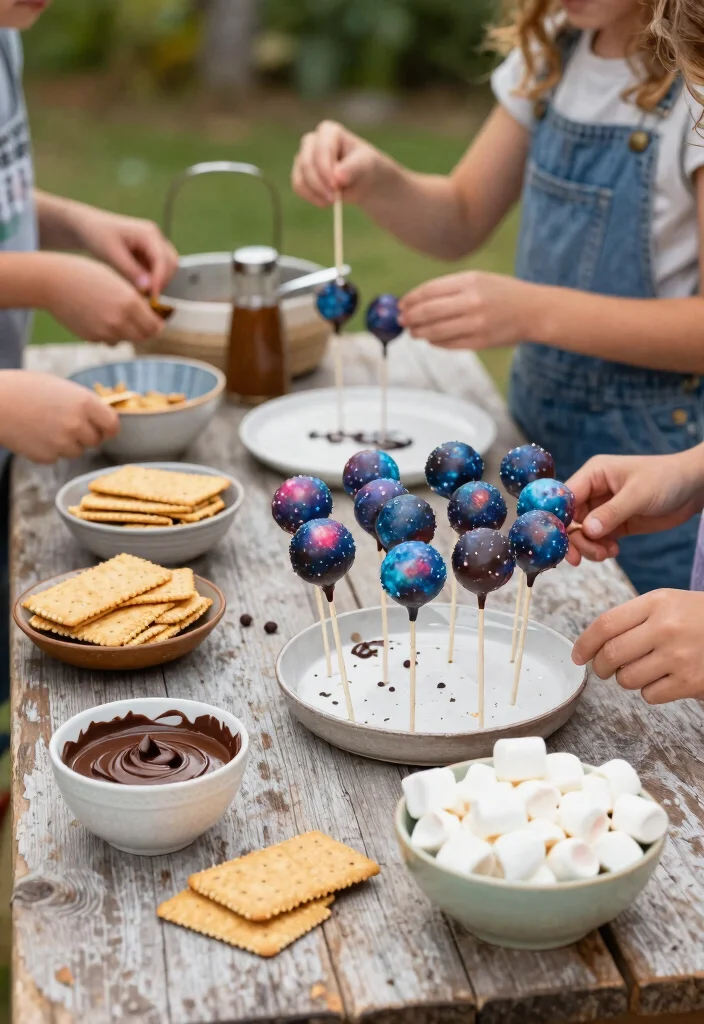12 Galaxy Cake Pops That Hold Their Shape Without Cracking - 11. Galaxy S’mores Cake Pops 1
