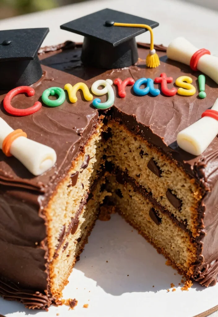 12 Graduation Cookie Cake Ideas That Hold Together When Sliced - 1. Classic Chocolate Chip Graduation Cookie Cake 1