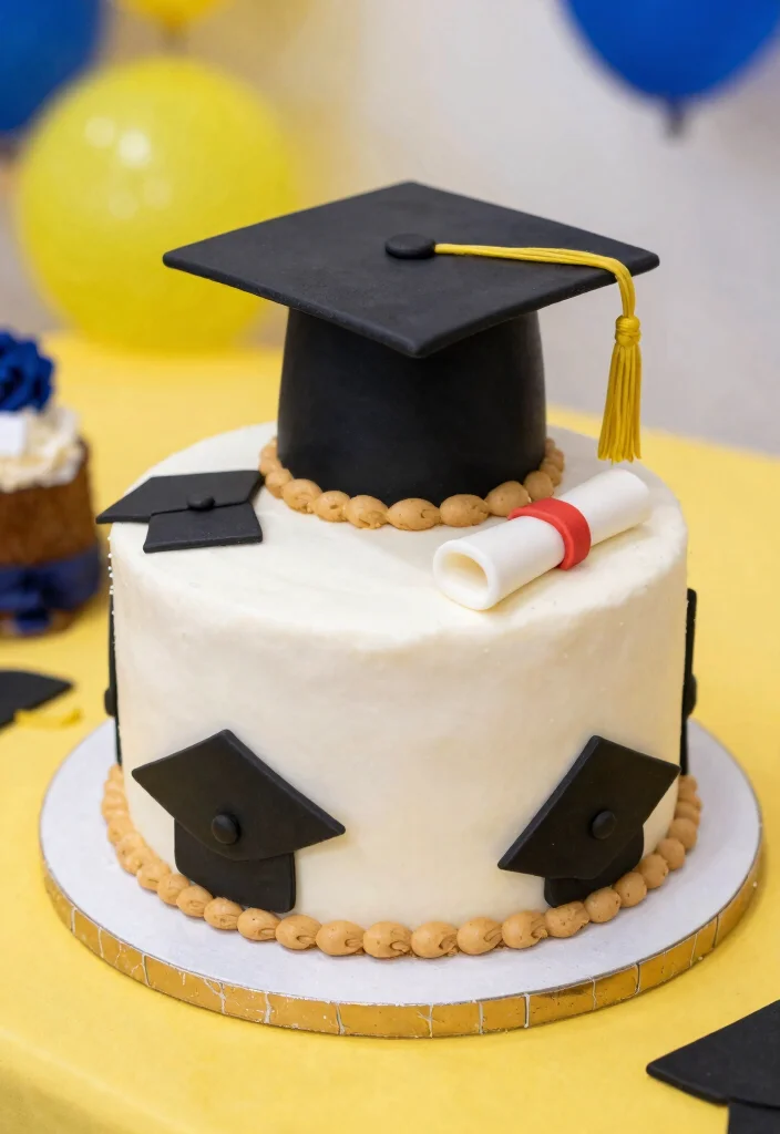 12 Graduation Cookie Cake Ideas That Hold Together When Sliced - 11. Cookie Cake with Fondant Decorations 1