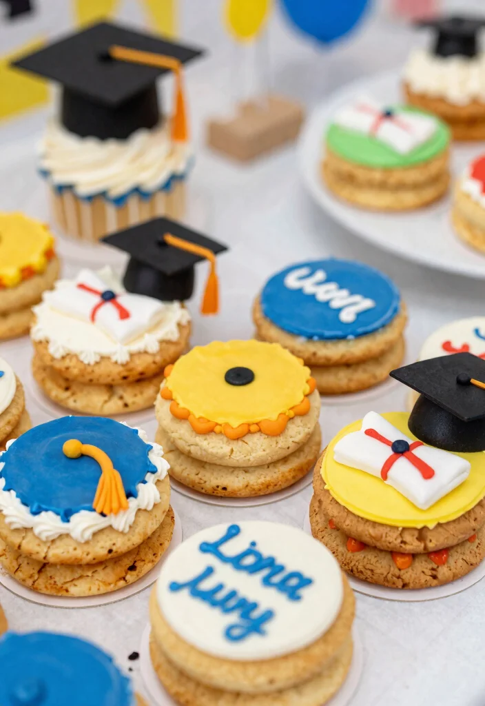 12 Graduation Cookie Cake Ideas That Hold Together When Sliced - 12. Mini Graduation Cookie Cakes 1