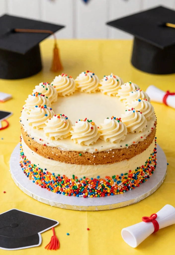 12 Graduation Cookie Cake Ideas That Hold Together When Sliced - 2. Funfetti Graduation Cookie Cake 1