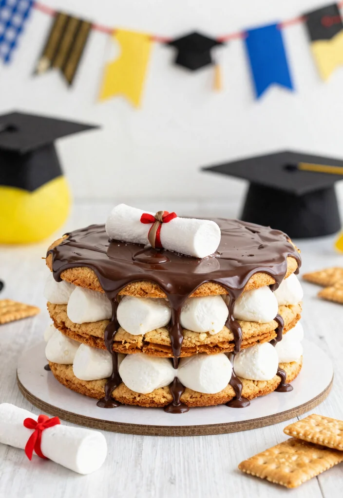 12 Graduation Cookie Cake Ideas That Hold Together When Sliced - 5. S'mores Graduation Cookie Cake 1