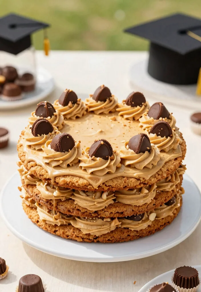 12 Graduation Cookie Cake Ideas That Hold Together When Sliced - 6. Peanut Butter Cup Graduation Cookie Cake 1