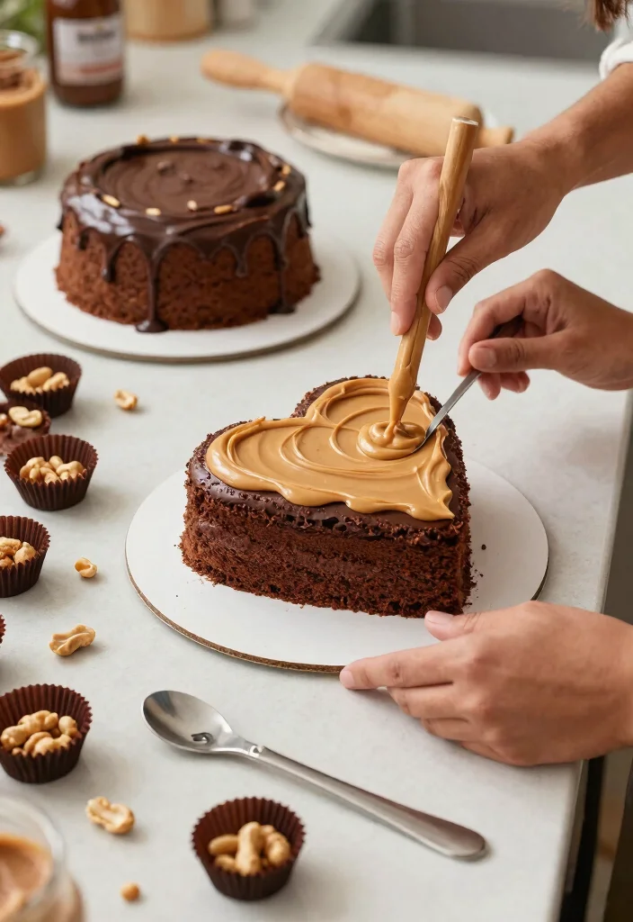 12 Heart Shape Cake Designs That Don't Crack at the Point - 7. Peanut Butter Cup Heart Cake 1