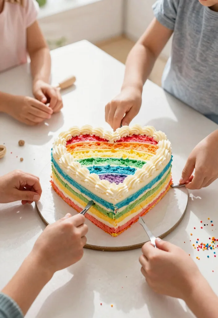 12 Heart Shape Cake Designs That Don't Crack at the Point - 8. Rainbow Heart Cake 1