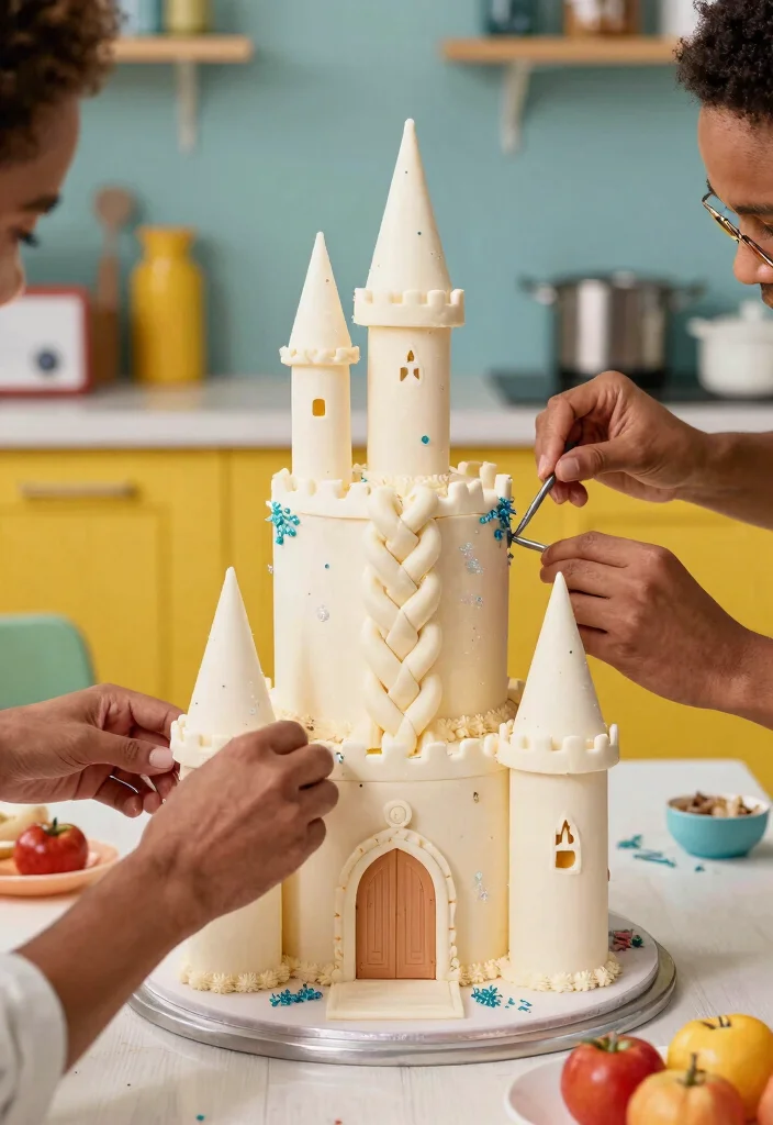 12 Tangled Birthday Cake Ideas With Braids That Stay Twisted - 5. Magical Castle Braided Cake 1