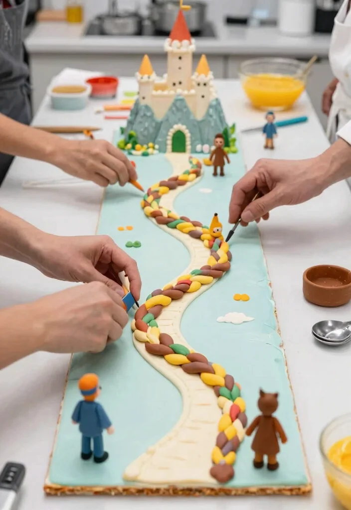 12 Tangled Birthday Cake Ideas With Braids That Stay Twisted - 7. Braided Fondant Adventure Cake 1