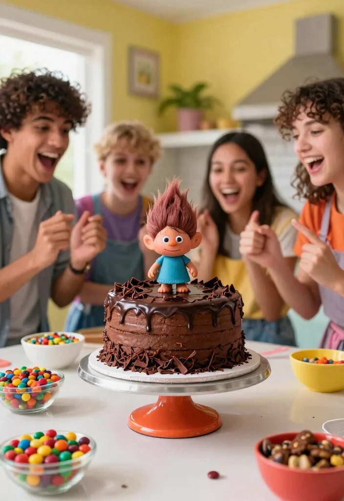 12 Trolls Cake Ideas for Beginners That Don't Need Airbrushing - 3. Branch's Chocolate Surprise Cake 1
