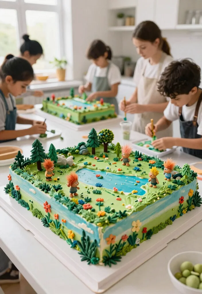 12 Trolls Cake Ideas for Beginners That Don't Need Airbrushing - 7. Trolls’ Adventure Landscape Cake 1