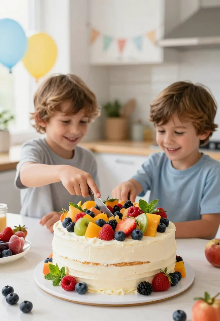 14 Cake Ideas for Brother That Don't Need Piping Skills - 3. Fruit-topped Vanilla Cake 1