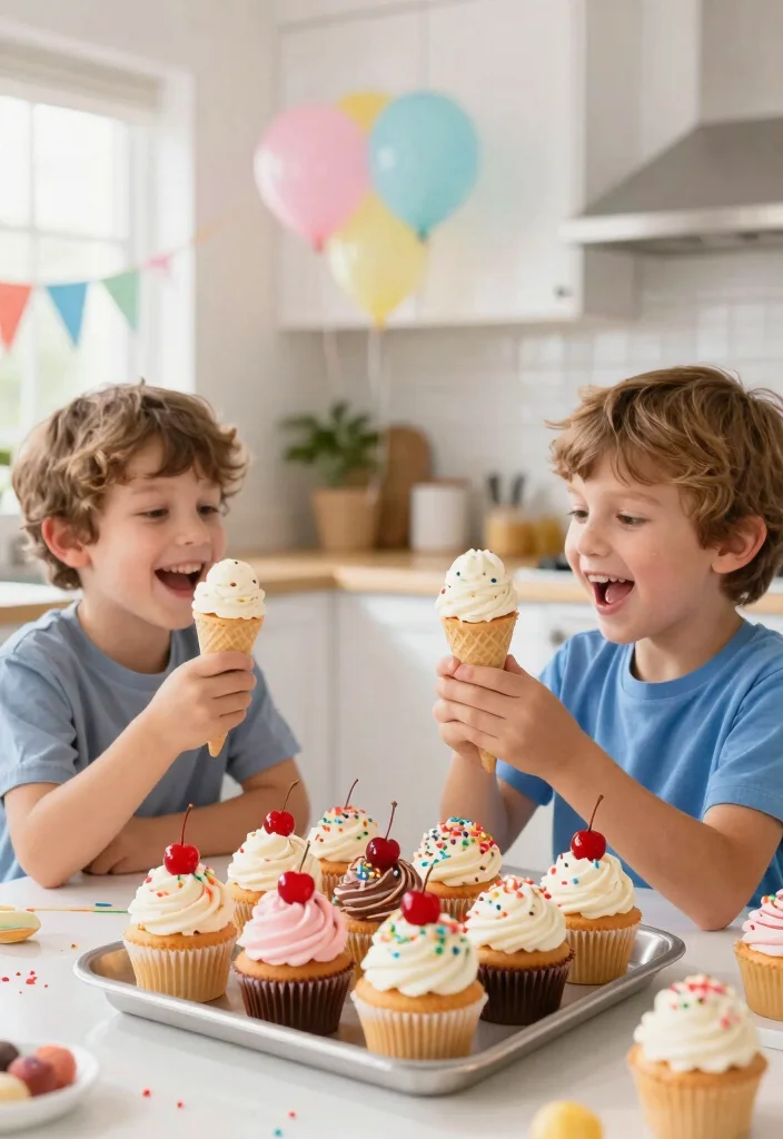 14 Cake Ideas for Brother That Don't Need Piping Skills - 9. Ice Cream Cone Cupcakes 1