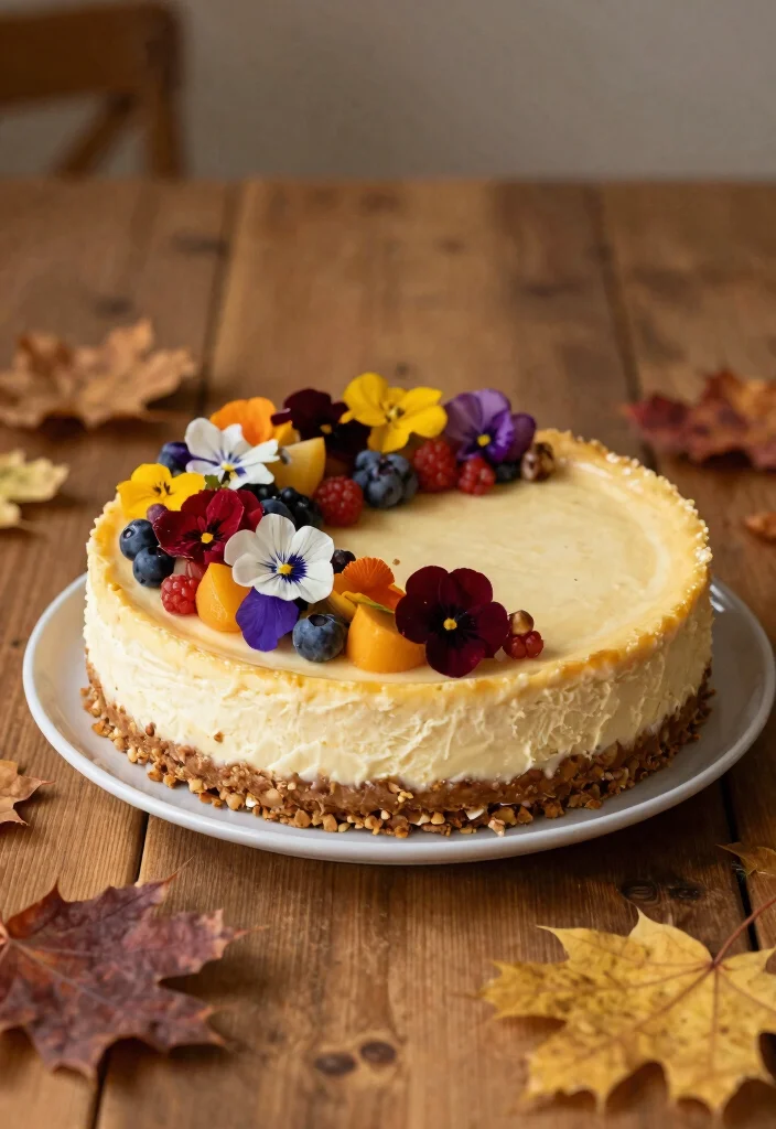 14 Fall Wedding Cake Ideas With Autumn Colors That Don't Bleed Between Tiers - 13. Rustic Cheesecake with Fall Garnishes 1