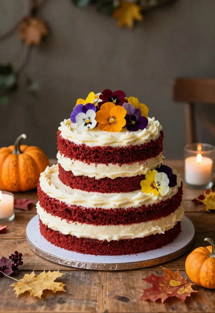 14 Fall Wedding Cake Ideas With Autumn Colors That Don't Bleed Between Tiers - 7. Classic Red Velvet Cake with Cream Cheese Frosting 1