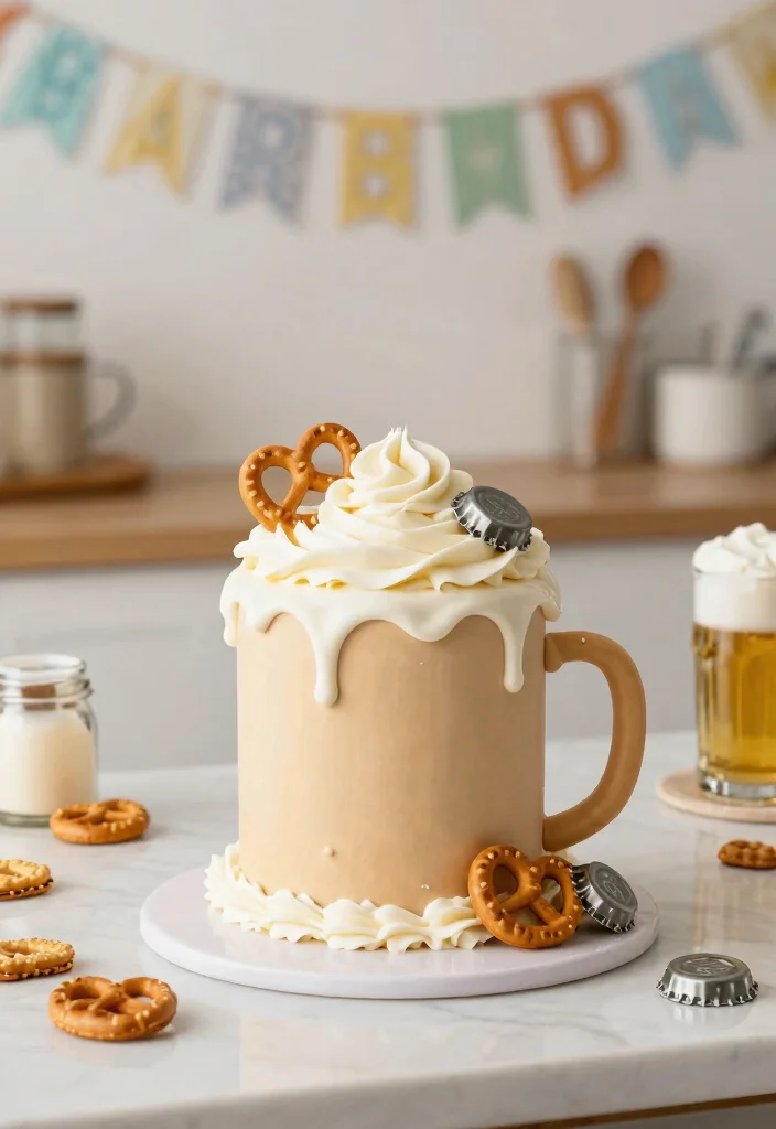 14 Husband Birthday Cake Ideas That Look Harder Than They Are - 9. Beer Mug Cake 1