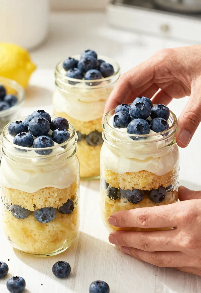 14 Jar Cake Ideas That Layer Without Tipping During Transport - 3. Lemon Blueberry Bliss 1
