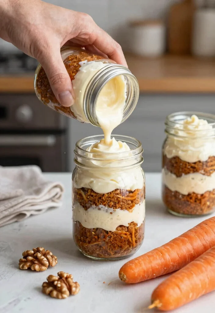 14 Jar Cake Ideas That Layer Without Tipping During Transport - 6. Carrot Cake with Cream Cheese Frosting 1