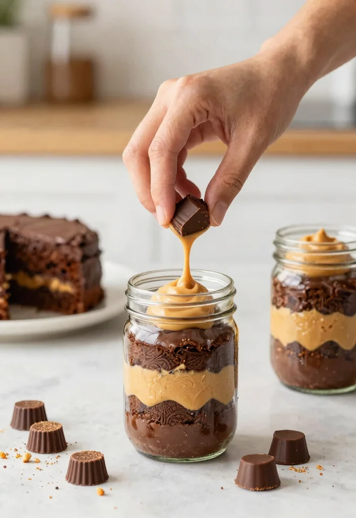 14 Jar Cake Ideas That Layer Without Tipping During Transport - 7. Peanut Butter Cup Dream 1