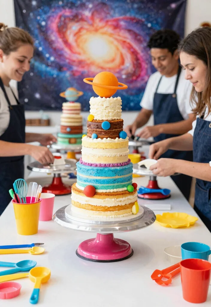 14 Space Cake Ideas With Details That Don't Slide Off - 2. Planetary Layer Cake 1