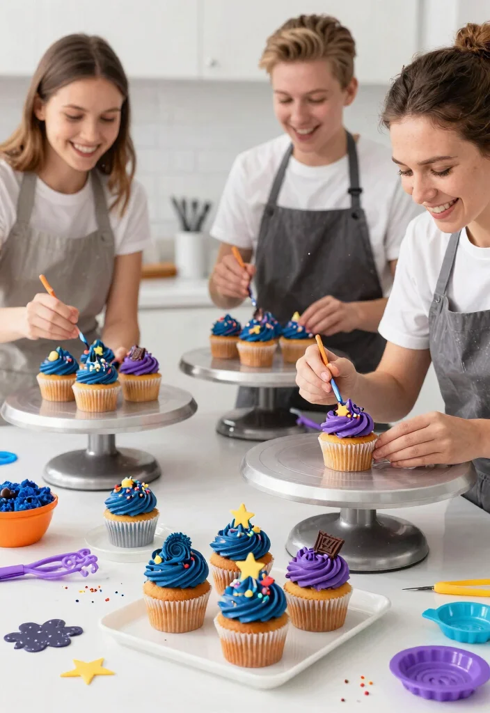 14 Space Cake Ideas With Details That Don't Slide Off - 3. Starry Night Cupcakes 1