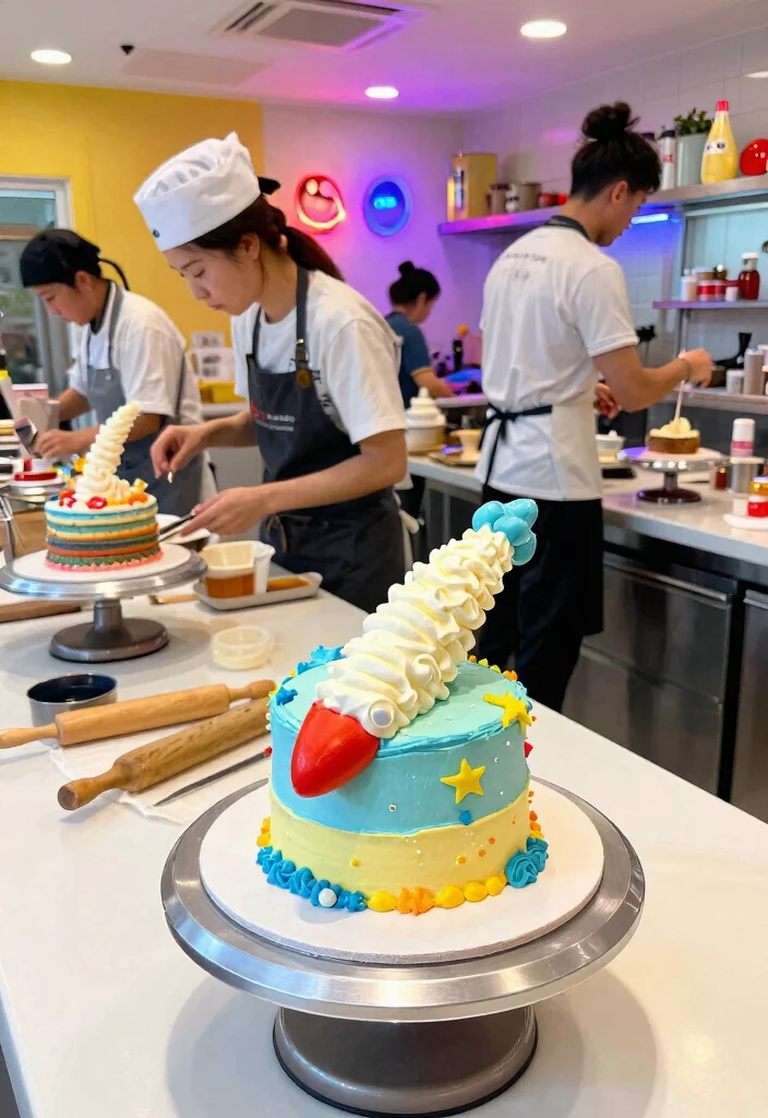 14 Space Cake Ideas With Details That Don't Slide Off - 7. Comet Cake with Whipped Cream Trail 1