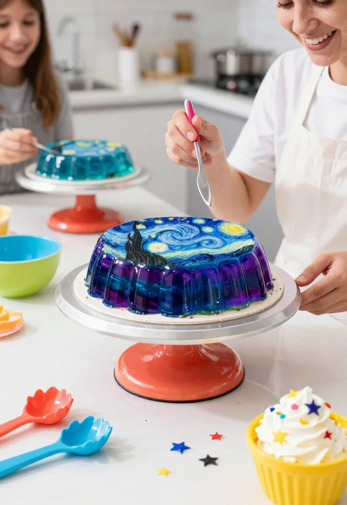 14 Space Cake Ideas With Details That Don't Slide Off - 9. Starry Night Jelly Cake 1