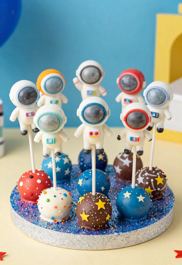 15 Astronaut Cake Birthday Ideas With 3D Elements That Stay Upright - 7. Astronaut Cake Pops 1