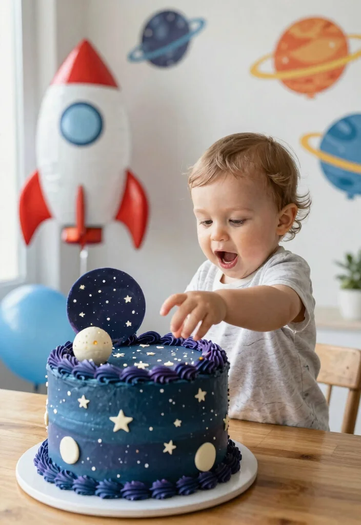 15 Cake Smash Cakes That Survive Being Grabbed and Squeezed - 10. Space Adventure Cake 1
