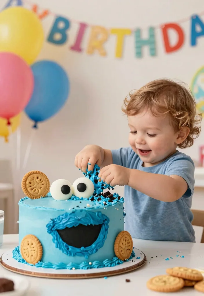 15 Cake Smash Cakes That Survive Being Grabbed and Squeezed - 4. Cookie Monster Cake 1