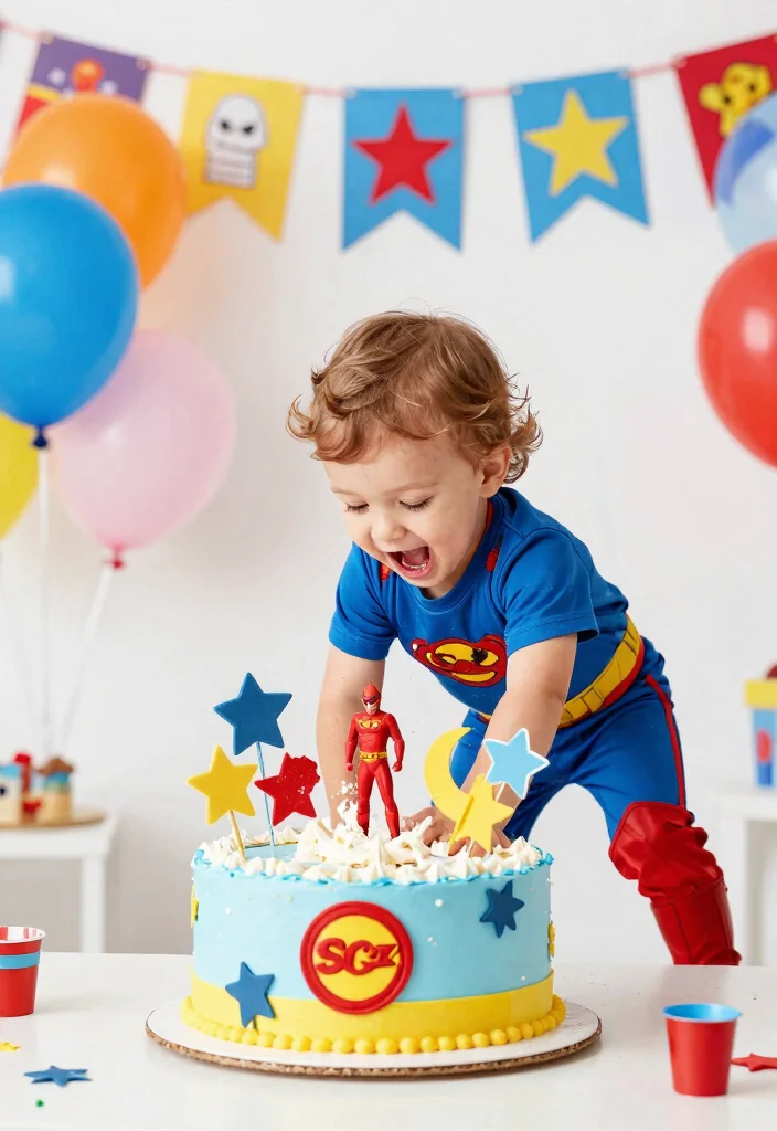 15 Cake Smash Cakes That Survive Being Grabbed and Squeezed - 8. Superhero Smash Cake 1
