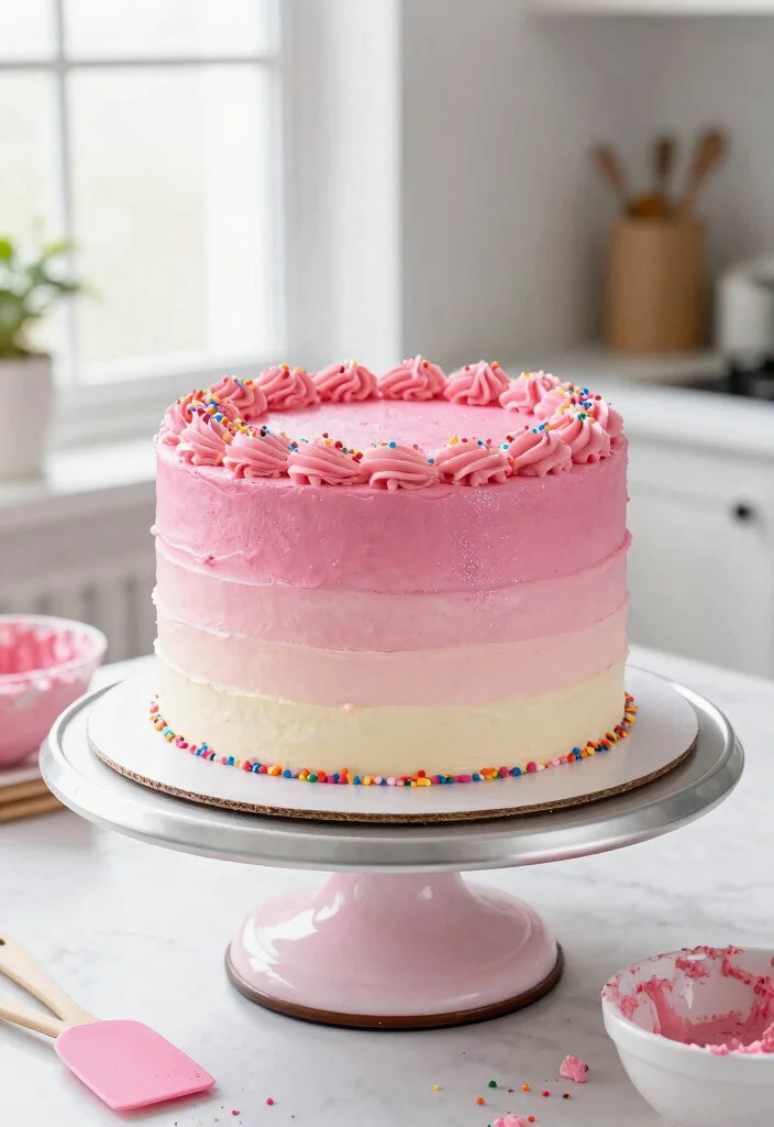 15 Pink Birthday Cake Ideas That Stay True Color Without Bleeding Into White Layers - 1. Ombre Pink Delight 1