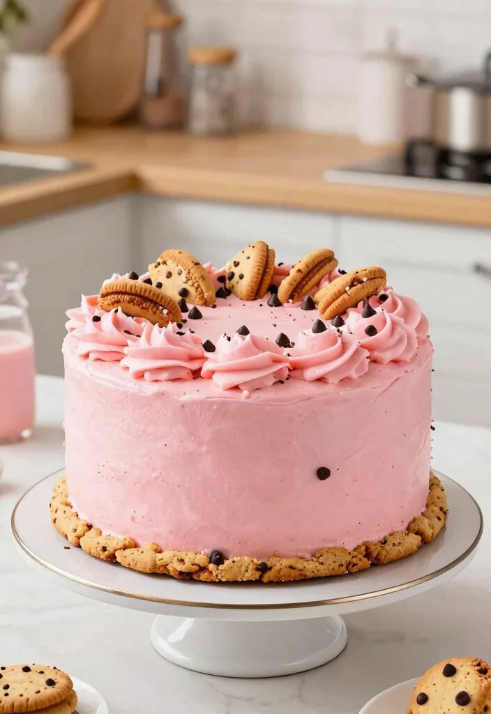 15 Pink Birthday Cake Ideas That Stay True Color Without Bleeding Into White Layers - 14. Pink Cookie Cake 1