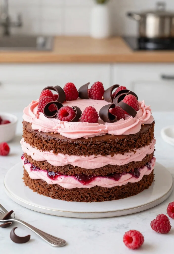 15 Pink Birthday Cake Ideas That Stay True Color Without Bleeding Into White Layers - 9. Chocolate Raspberry Bliss 1