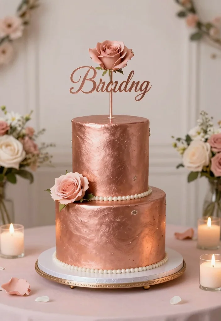 15 Rose Gold Wedding Cake Ideas With Metallic Finish Without Airbrushing - 9. Rose Gold Cake Toppers 1