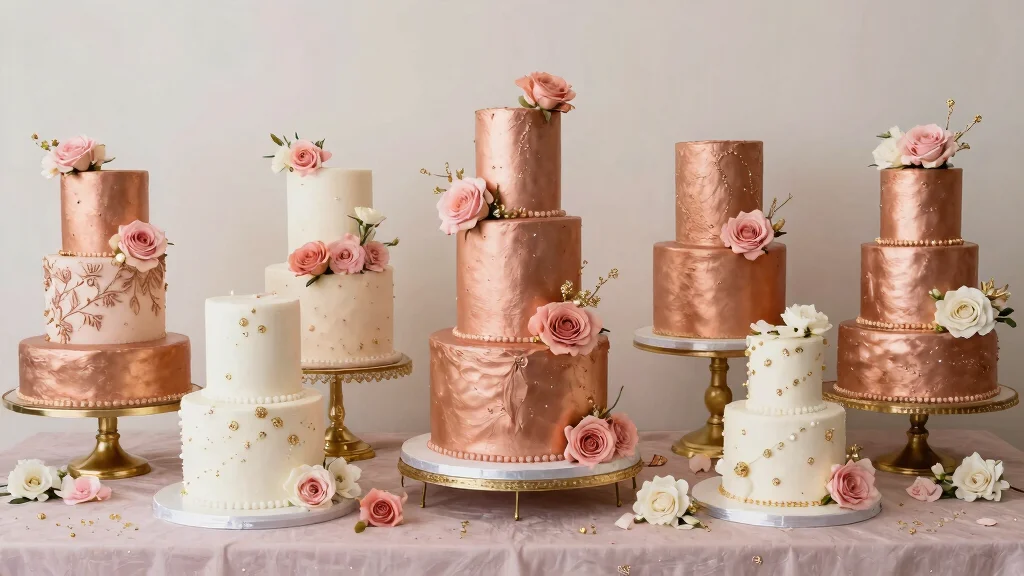 15 Rose Gold Wedding Cake Ideas With Metallic Finish Without Airbrushing