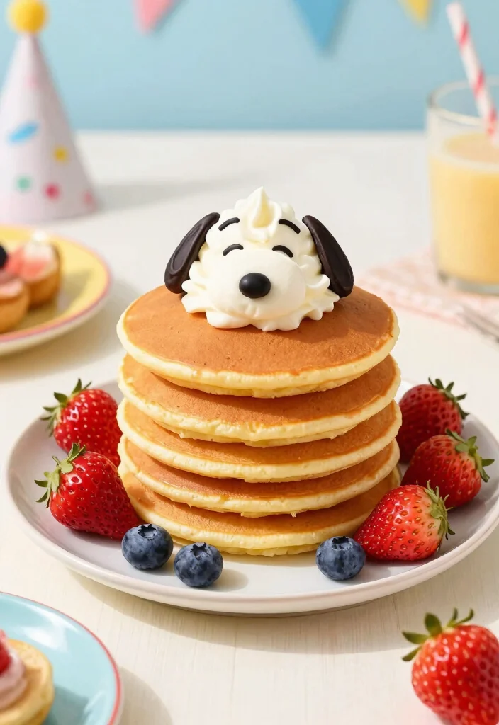 15 Snoopy Birthday Cake Ideas That Don't Need Drawing Skills - 10. Snoopy Pancake Cake 1