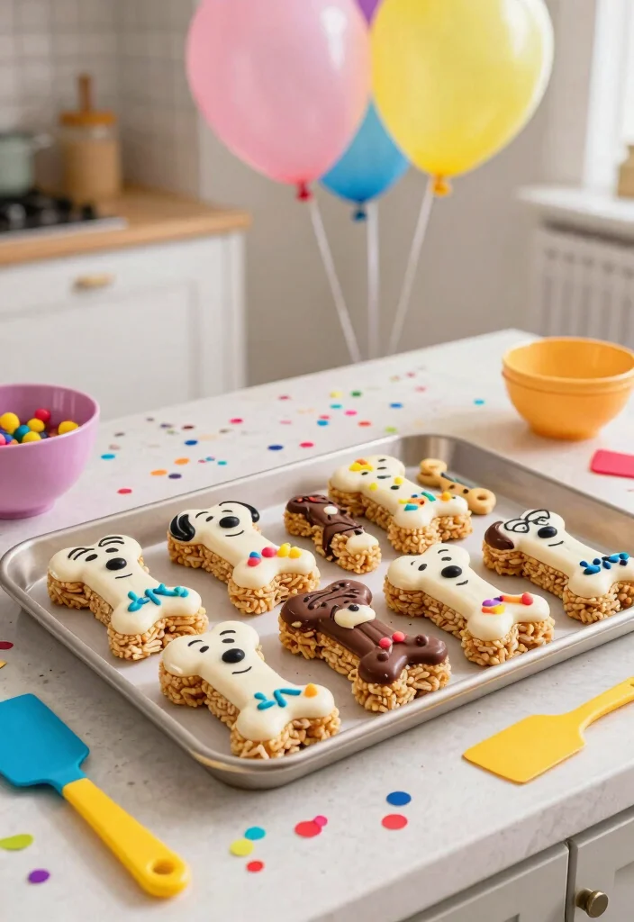 15 Snoopy Birthday Cake Ideas That Don't Need Drawing Skills - 4. Snoopy Rice Krispie Treats 1