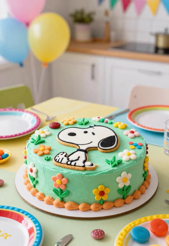 15 Snoopy Birthday Cake Ideas That Don't Need Drawing Skills - 5. Snoopy Cookie Cake 1