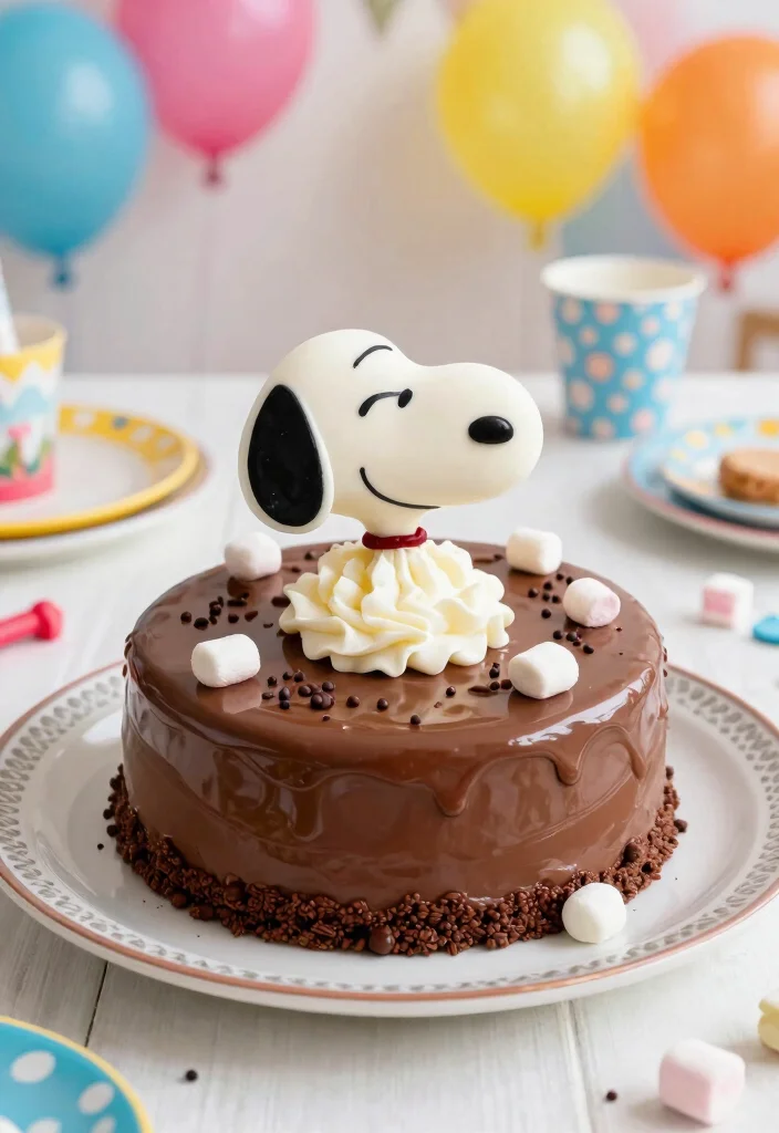 15 Snoopy Birthday Cake Ideas That Don't Need Drawing Skills - 9. Snoopy Chocolate Mousse Cake 1