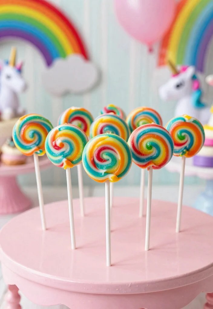 15 Unicorn Cake Pops That Stay on the Stick Until Eaten - 2. Rainbow Swirl Pops 1