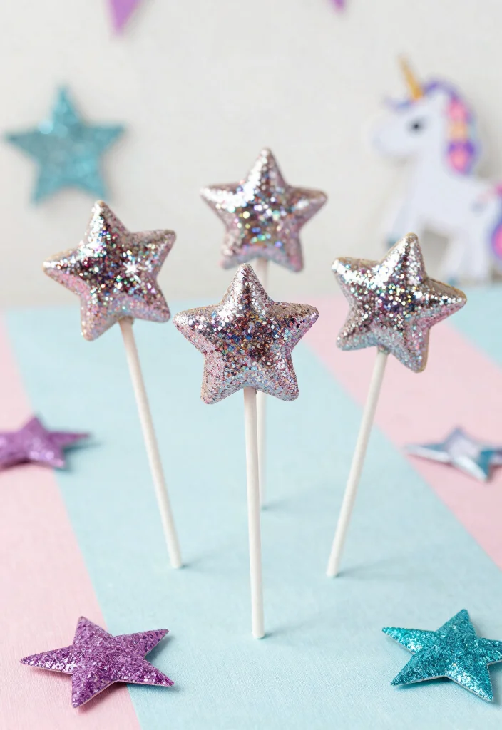 15 Unicorn Cake Pops That Stay on the Stick Until Eaten - 5. Glittery Star Pops 1