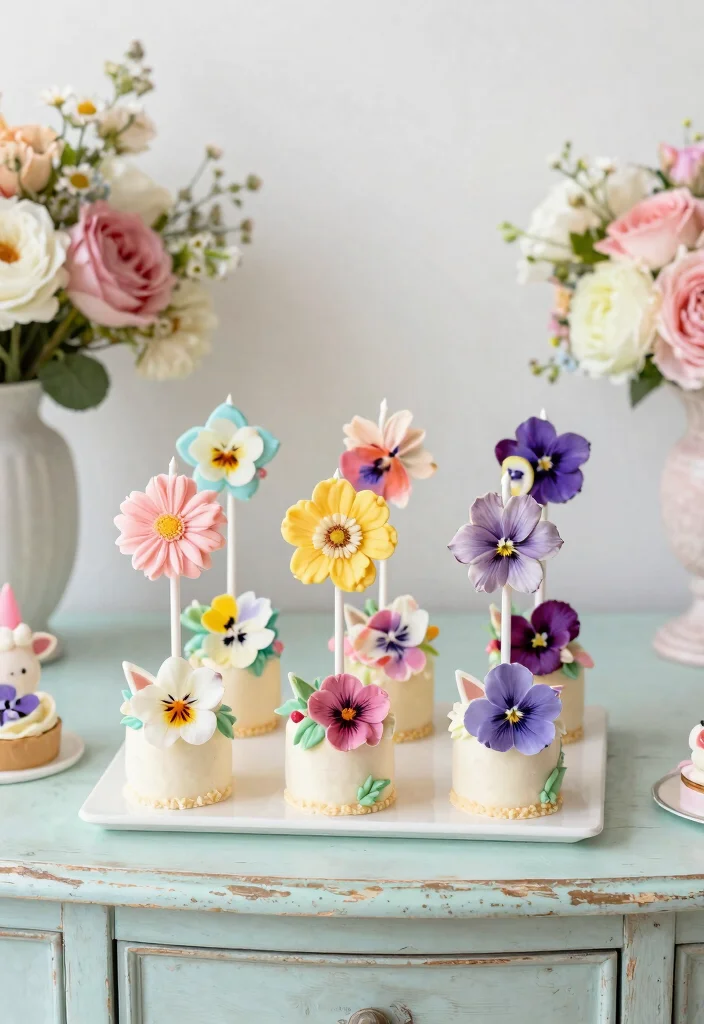 15 Unicorn Cake Pops That Stay on the Stick Until Eaten - 6. Floral Unicorn Pops 1