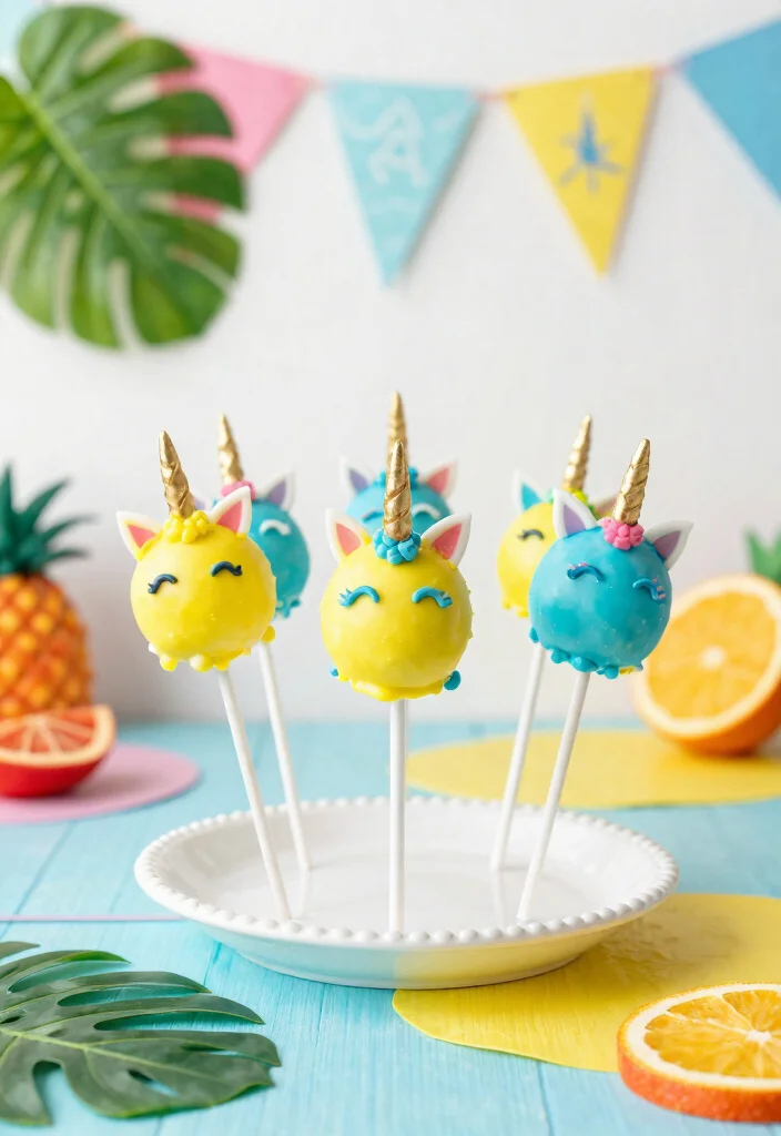 15 Unicorn Cake Pops That Stay on the Stick Until Eaten - 8. Tropical Unicorn Pops 1