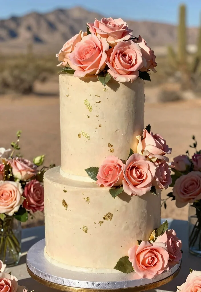 15 Vegas Wedding Cake Ideas That Survive Desert Heat - 1. Desert Rose Delight 1