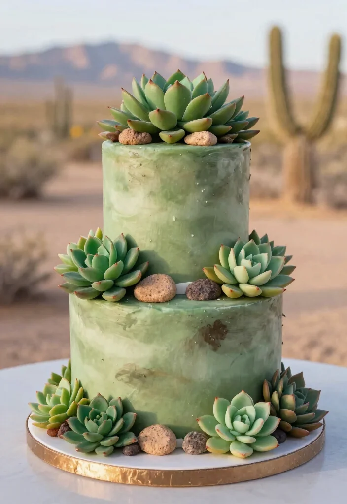 15 Vegas Wedding Cake Ideas That Survive Desert Heat - 14. Sweet Succulents 1