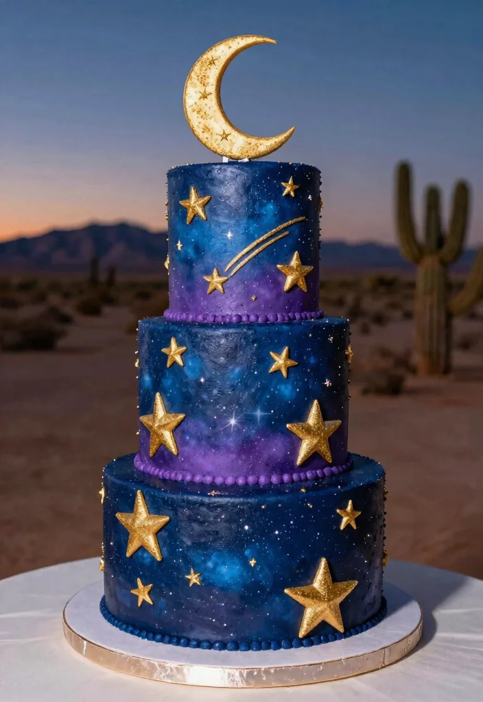 15 Vegas Wedding Cake Ideas That Survive Desert Heat - 15. Starry Night 1
