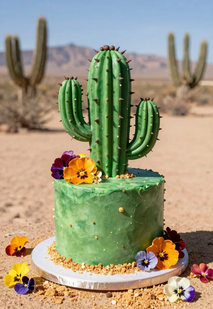 15 Vegas Wedding Cake Ideas That Survive Desert Heat - 2. Cactus Cake 1