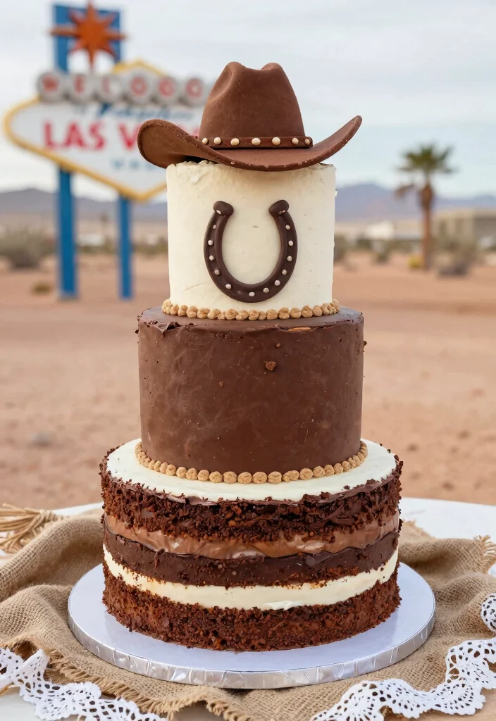15 Vegas Wedding Cake Ideas That Survive Desert Heat - 6. Vintage Western Charm 1