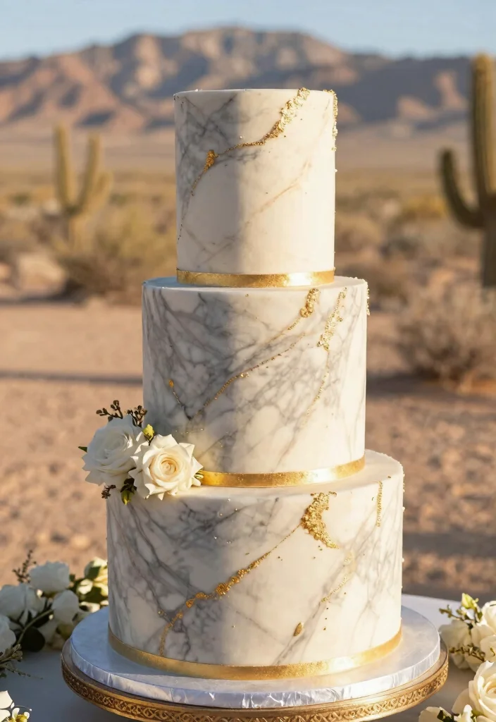 15 Vegas Wedding Cake Ideas That Survive Desert Heat - 8. Elegant Marble 1